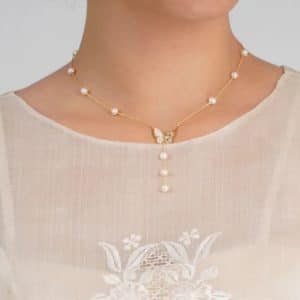 Freshwater Pearl Necklace with Butterfly Pendant