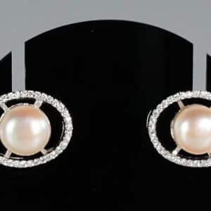 High Quality White Oval Freshwater Pearl Earrings