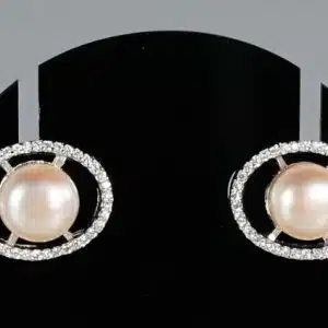 High Quality White Oval Freshwater Pearl Earrings