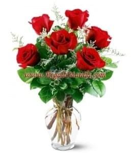 6 pcs Rose In Vase