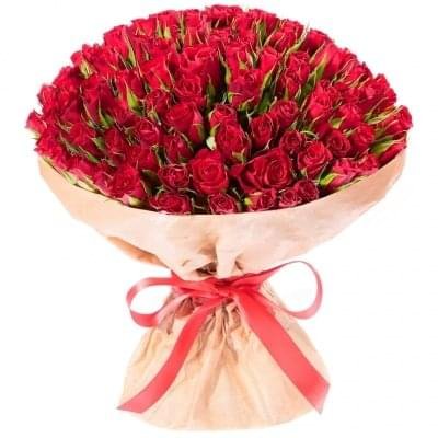 100 Red Roses Hand Tied Bouquet
