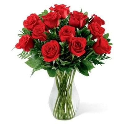 Classic One Dozen Red Rose In Vase